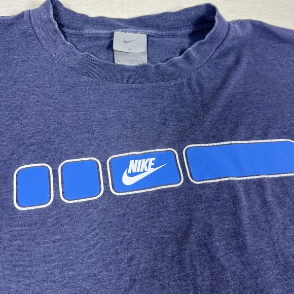 Vintage Nike Shirt Mens 2XL Blue Long Sleeve USA Made Swoosh 90s Athletic Tee - Picture 7 of 11